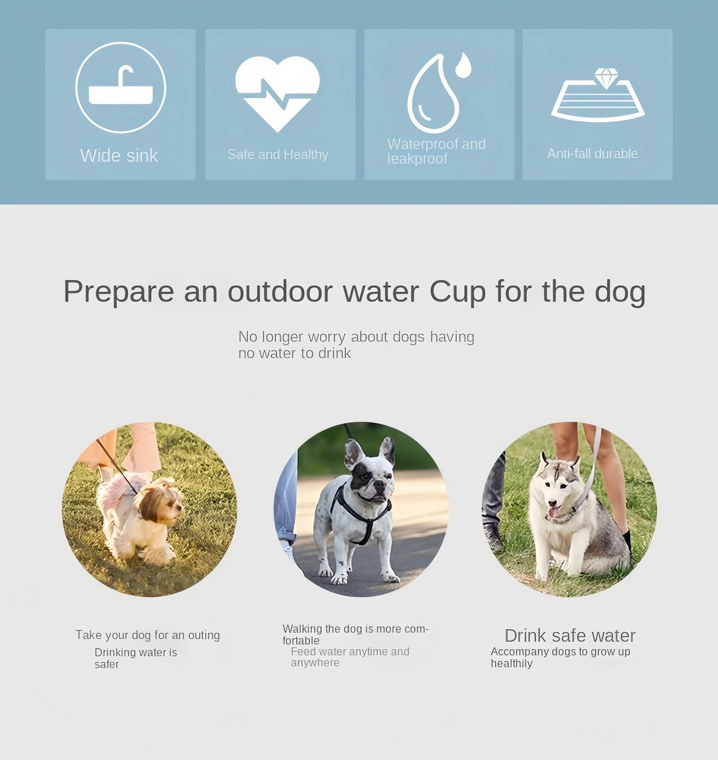 Portable Dog Water Bottle - 2-in-1 Travel Food Feeder