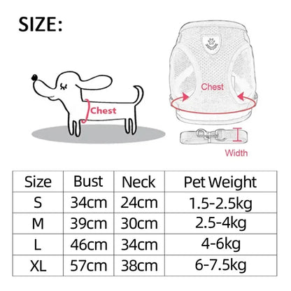Mesh Pet Harness - Adjustable Vest & Walking Leash