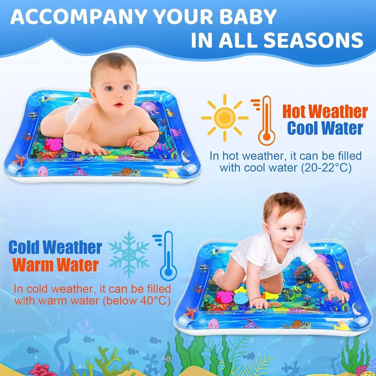 Pet Sensory Water Mat - Inflatable Ocean Play Toy