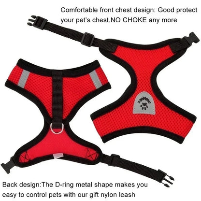 Mesh Pet Harness - Adjustable Vest & Walking Leash
