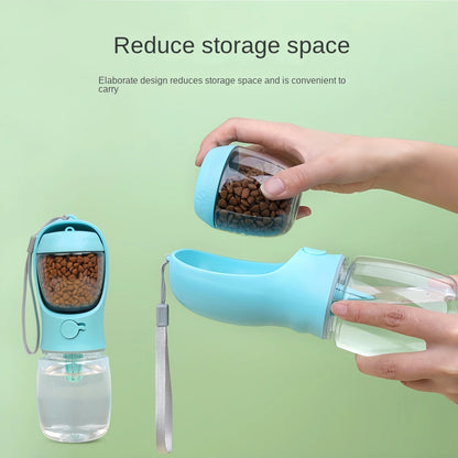 Portable Dog Water Bottle - 2-in-1 Travel Food Feeder
