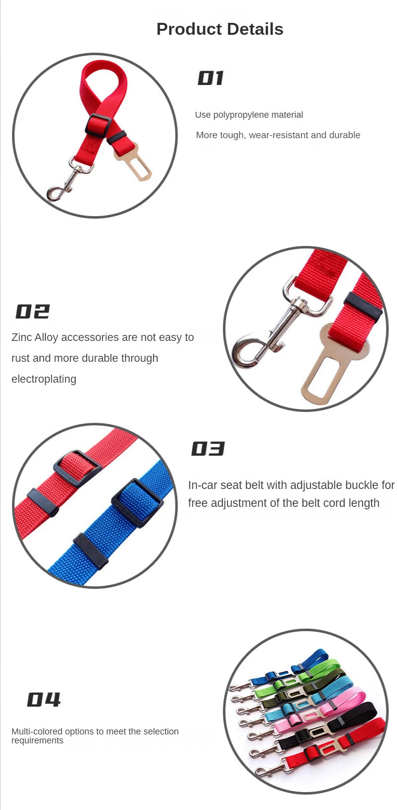 Dog Car Seat Belt - Adjustable Safety Lead Clip