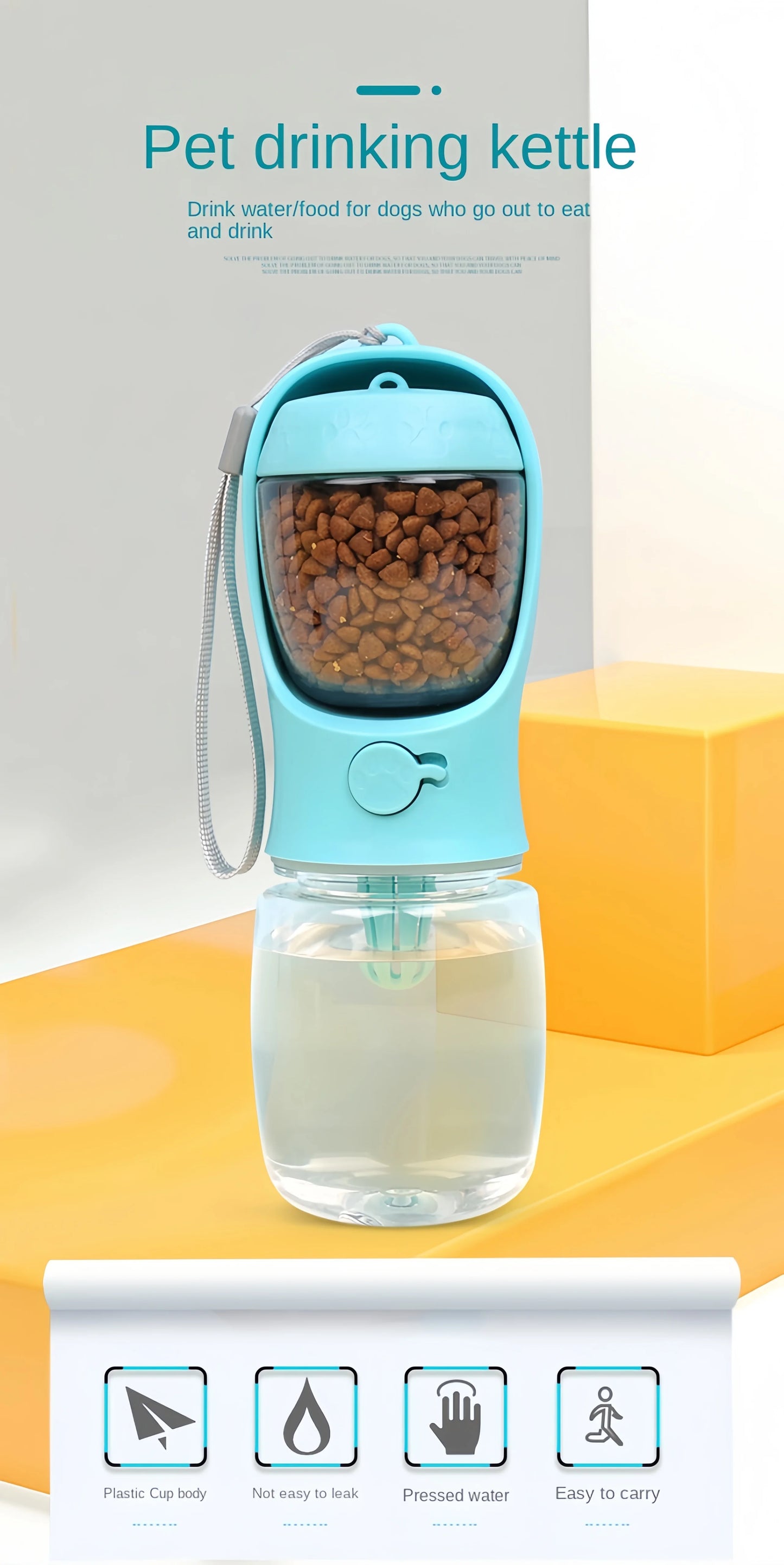 Portable Dog Water Bottle - 2-in-1 Travel Food Feeder