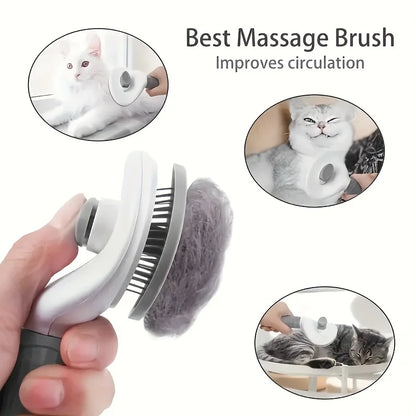 Pet Hair Removal Brush - One-Click Grooming Comb