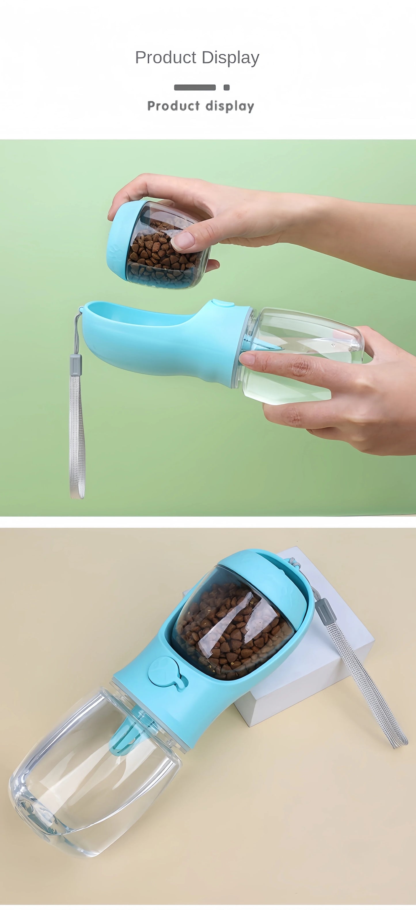 Portable Dog Water Bottle - 2-in-1 Travel Food Feeder