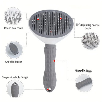 Pet Hair Removal Brush - One-Click Grooming Comb