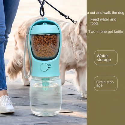 Portable Dog Water Bottle - 2-in-1 Travel Food Feeder